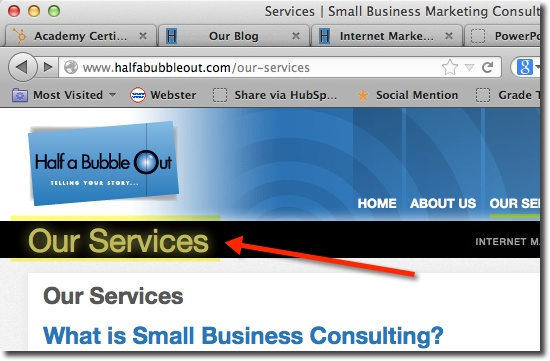 Keyword in page header image