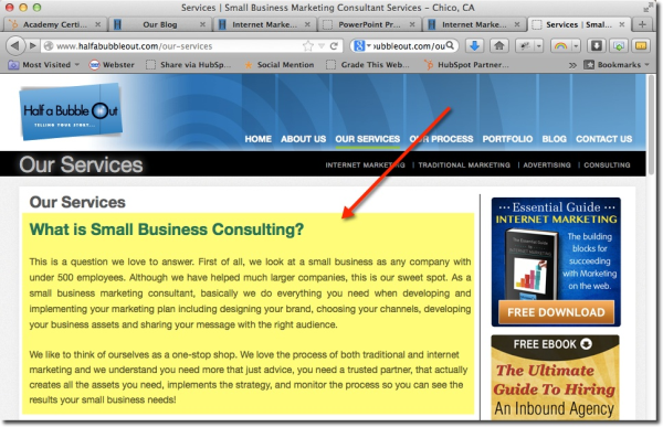 keyword in website content