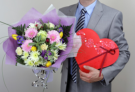 bouquet and box of chocolates