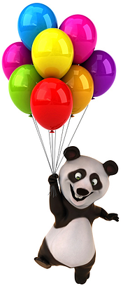 panda with balloons