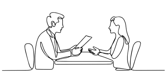 Interview line art drawing