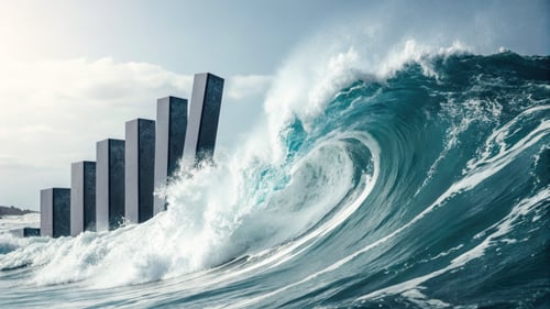 large wave crash over bar graph